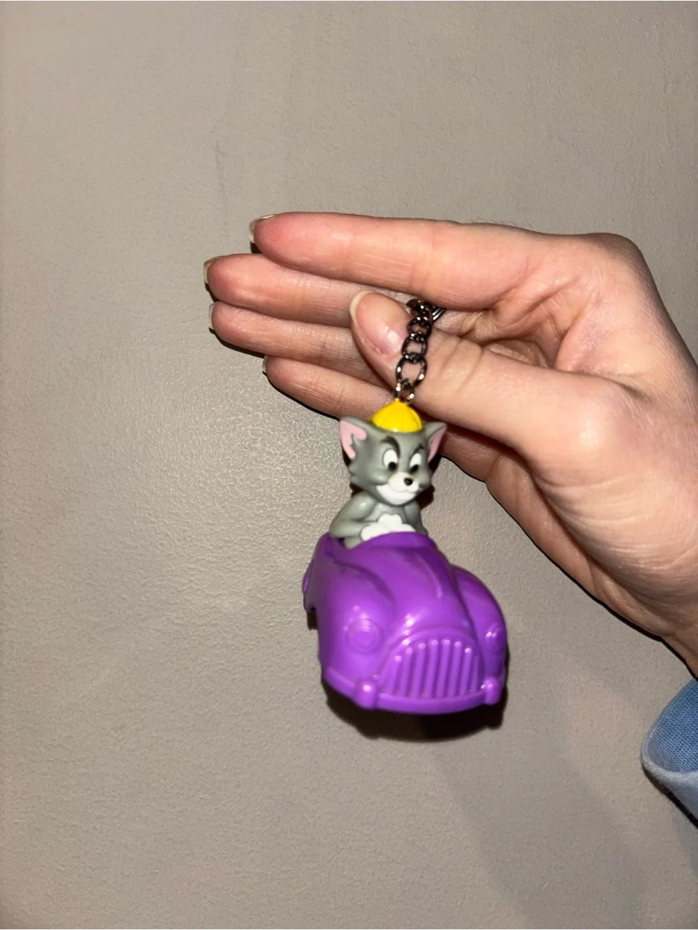 Tom Cat in Purple Car Keychain